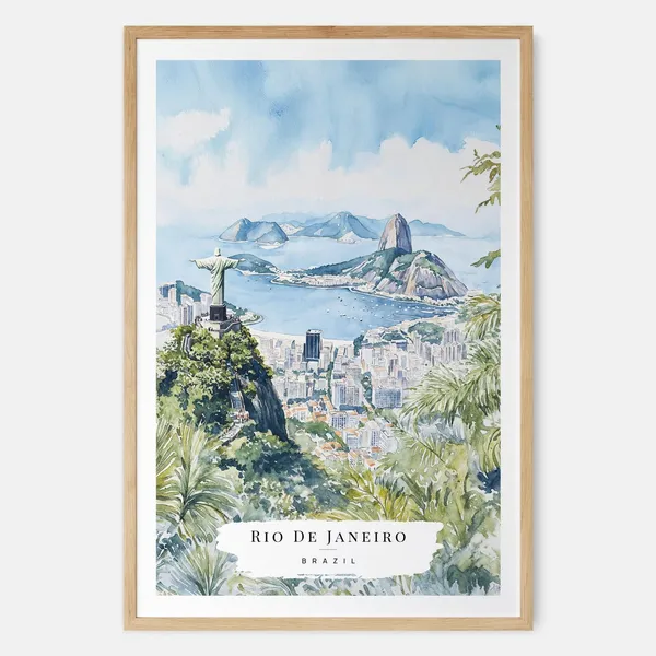 Rio De Janeiro Watercolor Moving Housewarming Art Print