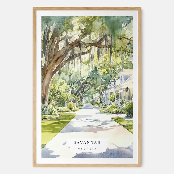 Savannah Georgia Provincetown Watercolor Travel Poster