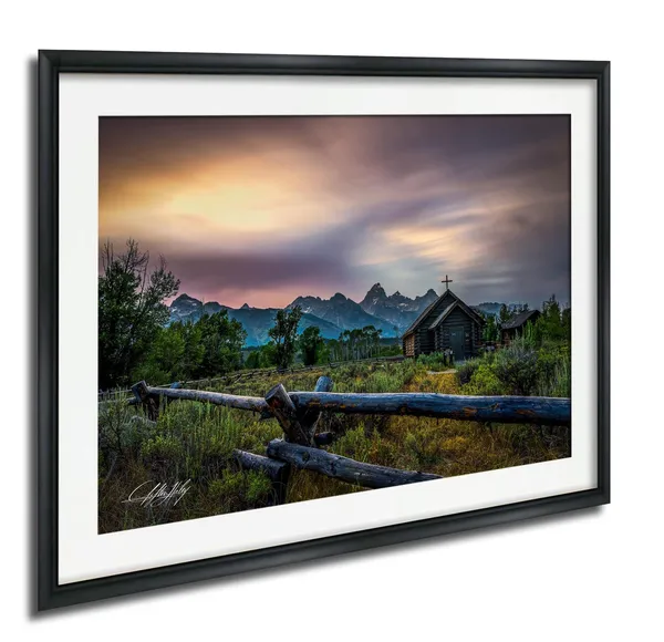 Rustic Chapel Grand Teton Mountain View Art Print