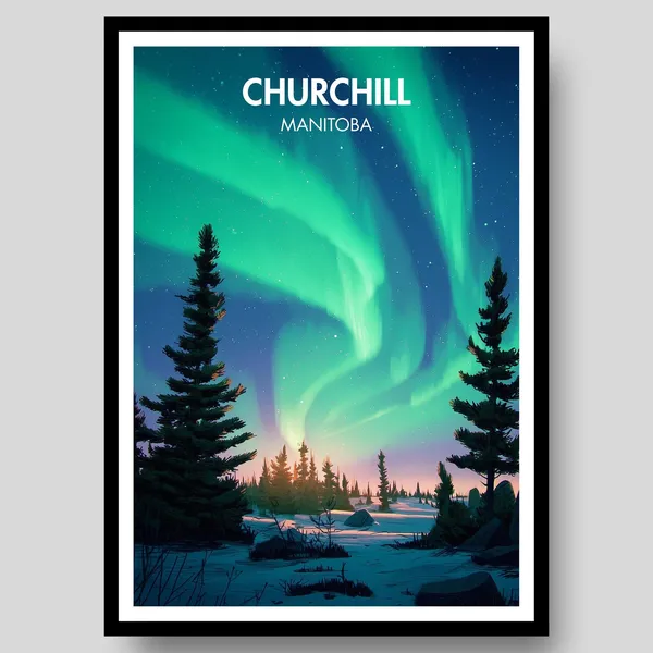 Churchill Manitoba Travel Poster, Canada Wall Art