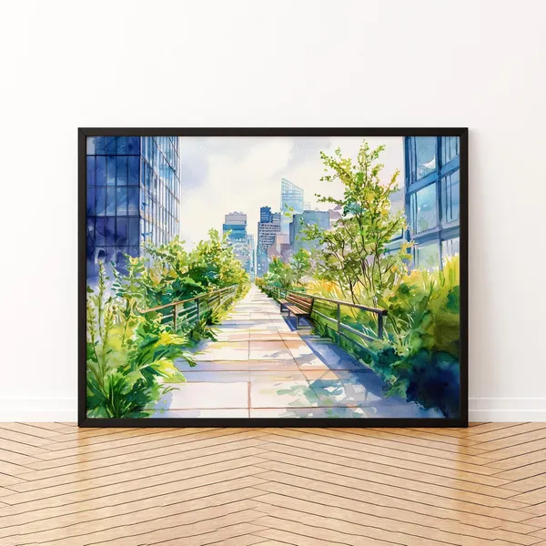 The High Line New York Watercolor Travel Poster