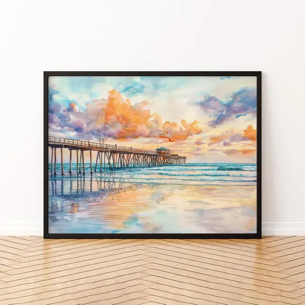 Cocoa Beach Florida Watercolor Travel Poster