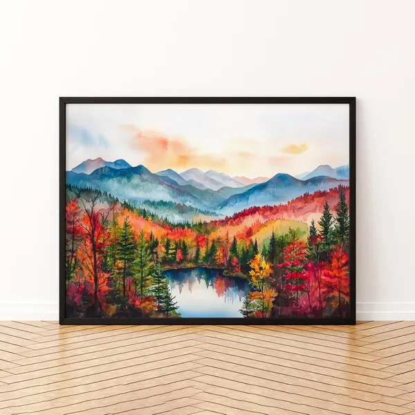 Adirondacks New York Watercolor Travel Poster