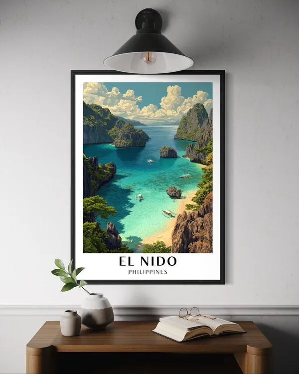 El Nido Palawan Travel Poster, Island Paradise