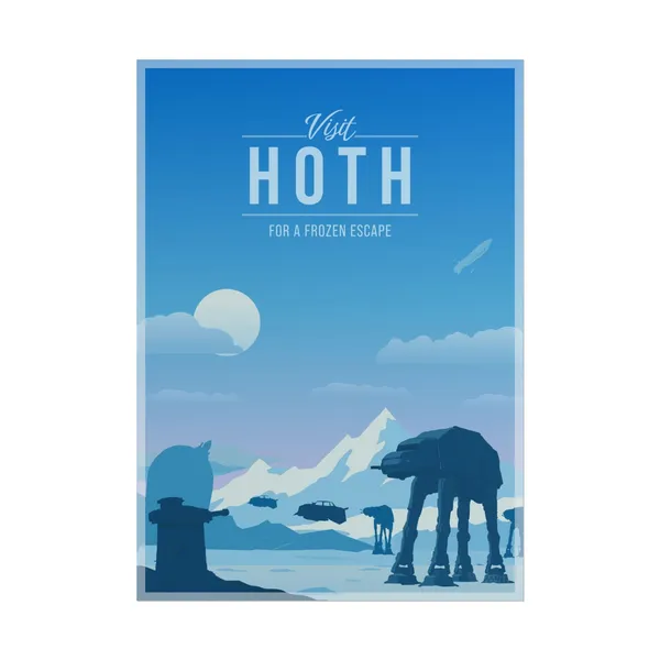 Hoth Galactic Travel Poster, Scenic Sci-Fi Art Print