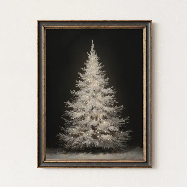 Christmas Tree Wall Art, Snowy Pine Holiday Decor