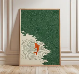 Koi Fish Japanese Ripple Illustration Art Print