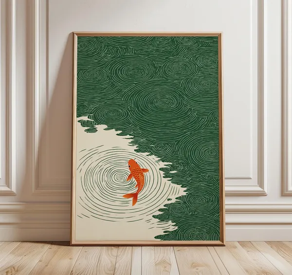 Koi Fish Japanese Ripple Illustration Art Print