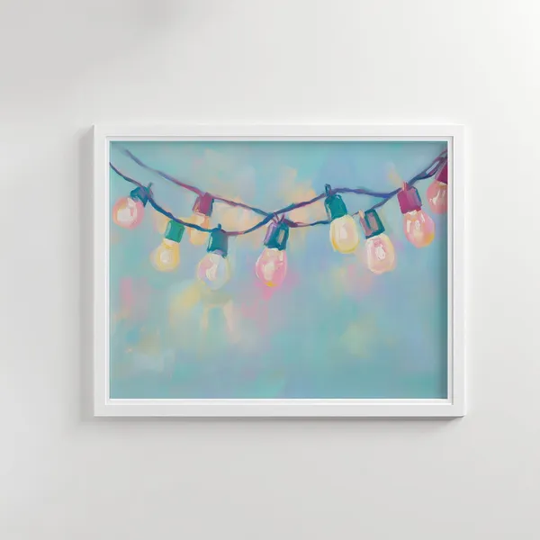 Christmas Lights Pastel Blue Cute Winter Poster