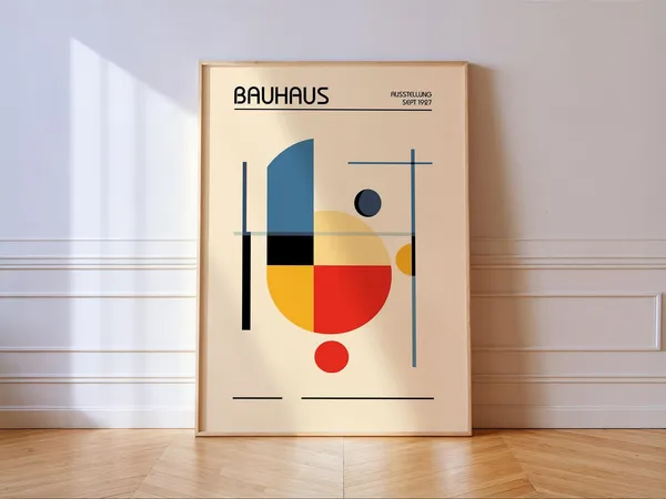 Bauhaus Exhibition Poster, Minimalist Geometric Art