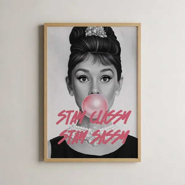 Audrey Hepburn Watercolor Art Print, Vintage Hollywood