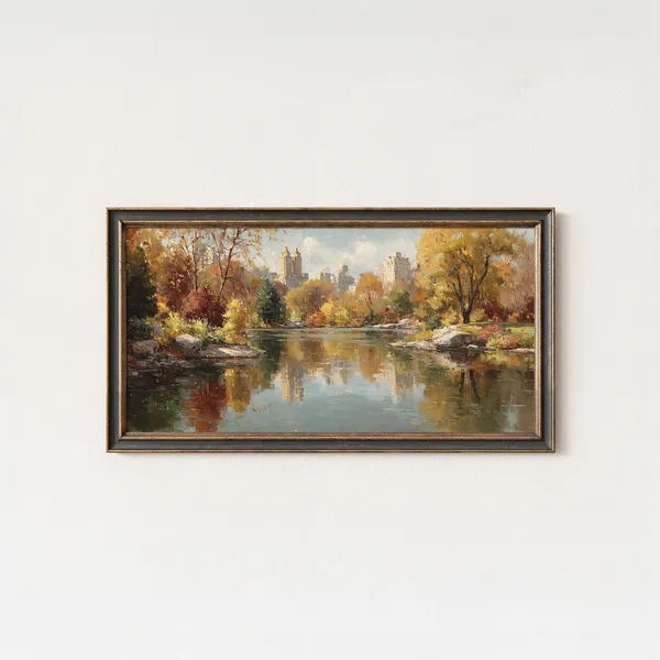 Central Park Autumn Art Print, New York Cityscape
