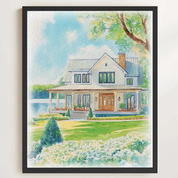 Handpainted House Watercolor Home Art Print