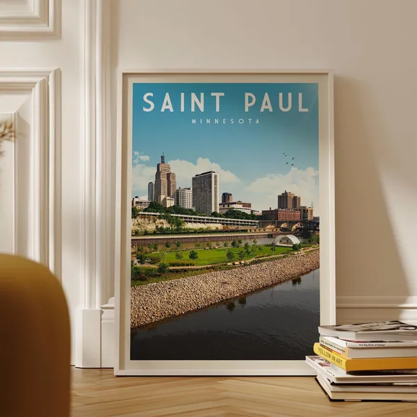 St Paul Poster, Saint Minnesota Travel Gift Map