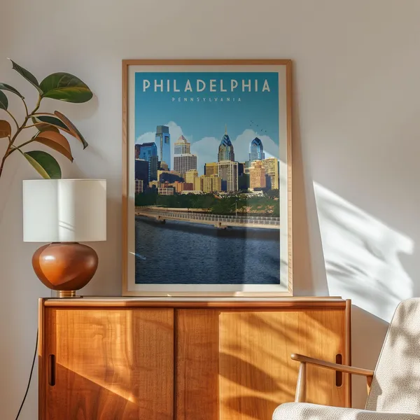 Philadelphia Skyline Travel Poster, Philly Gift