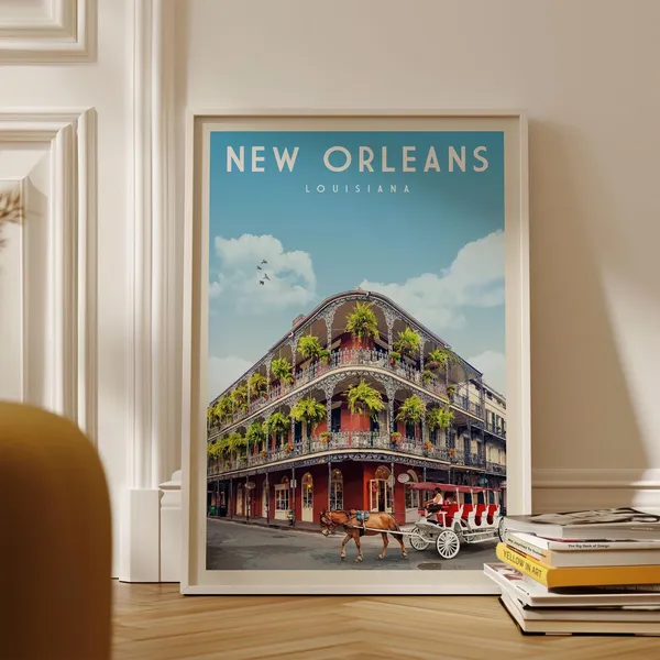New Orleans Travel Poster Print, Wall Art Decor