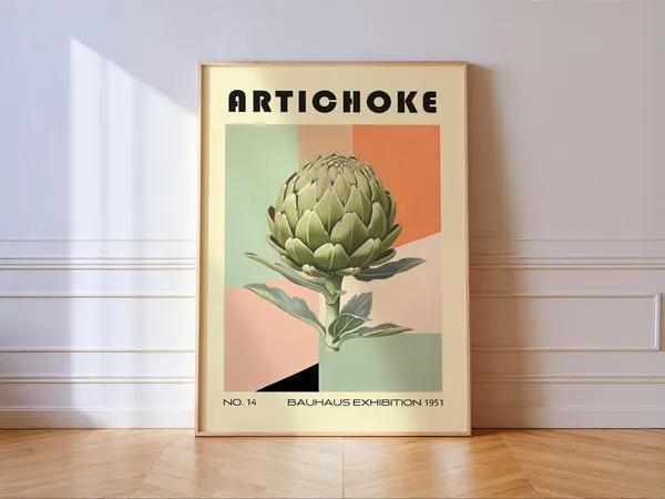 Artichoke Decorative Kitchen Print, Bauhaus Vintage Poster