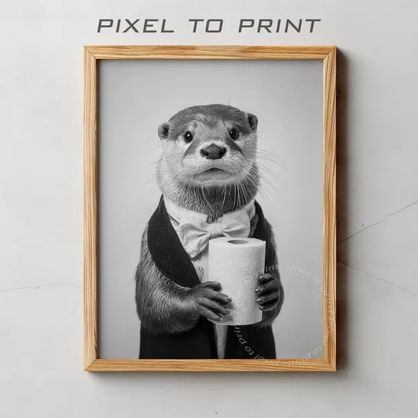 Otter In Suit Bathroom Poster Print