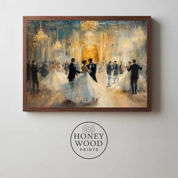 Vintage Gala Ballroom Dance Painting, Romantic Decor