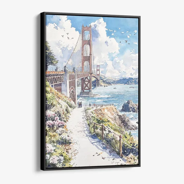 Golden Gate Bridge San Francisco Watercolor Art Print
