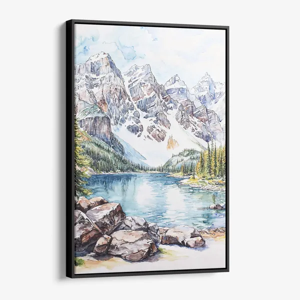 Rocky Mountains Watercolor Valley Of The Ten Peaks Art Print