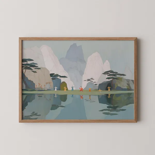 Tai Chi Forest Minimalist Asian Landscape Art Print