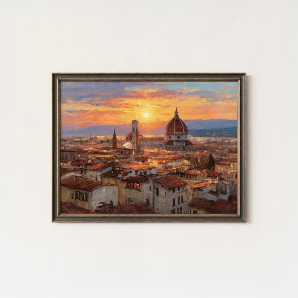 Florence Duomo Oil Painting Print, Italy Cityscape