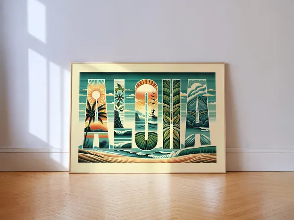 Aloha Typography Poster, Coastal Decor
