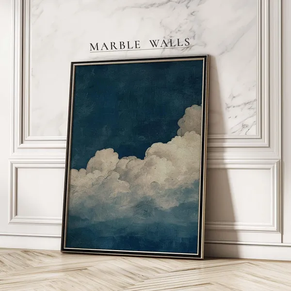 Vintage Textured Cloud Art Print, Living Room Decor