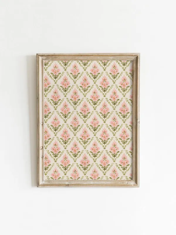 Soft Pink Floral Pattern Vintage Damask Art Print