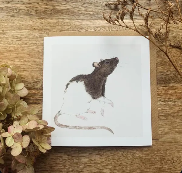 Rat Watercolour Painting Art Print, Greeting Card