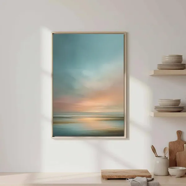 Abstract Sunset Ocean Art Print, Modern Minimalist