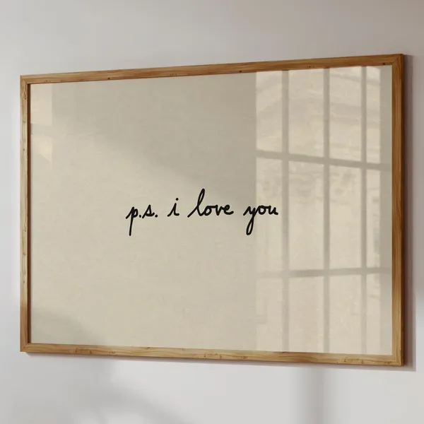 PS I Love You Neutral Valentine Love Wall Art Print