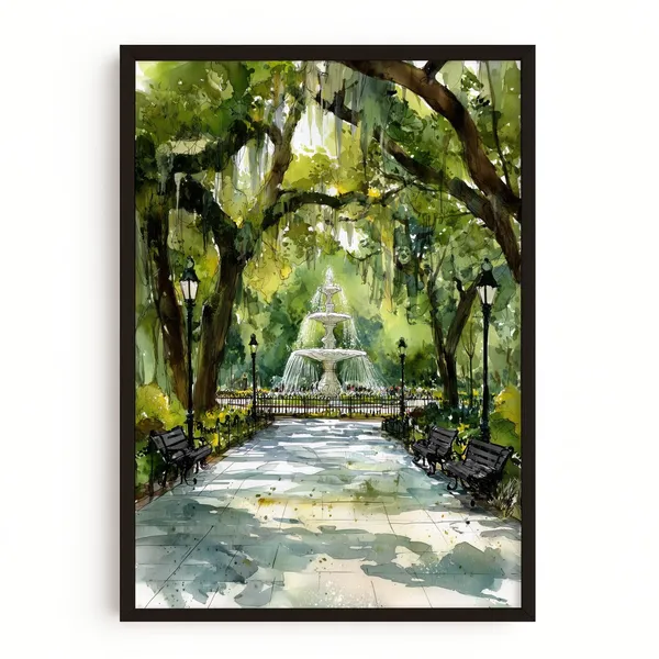 Forsyth Park Fountain, Savannah Georgia Travel Poster