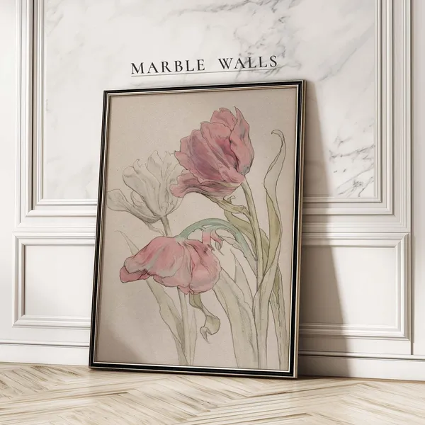 Vintage Botanical Tulip Art Print, Floral Poster