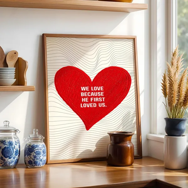 We Love Because He First Loved Us, Minimalist Poster