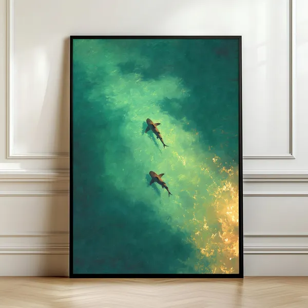 Shark Ocean Minimalist Marine Art Print