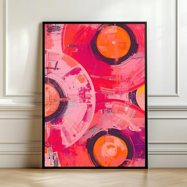 Vinyl Record Pop Decor Art Print, Y2K Style