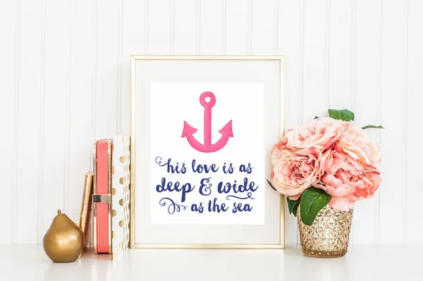 His Love Is As Deep Wide The Sea Nautical Art Print