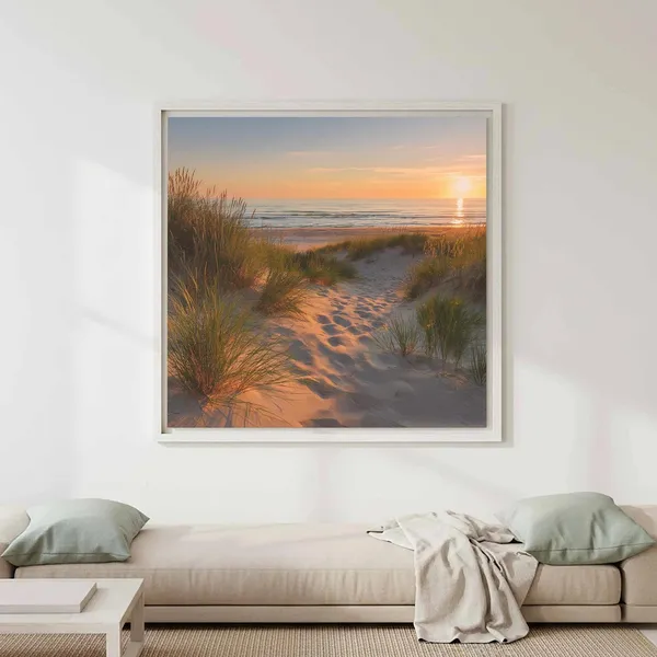 Coastal Beach Path Art Print, Golden Hour Dune Art