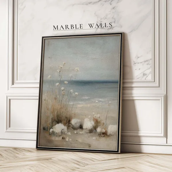 Calm Boho Beach Poster Print, Vintage Coastal