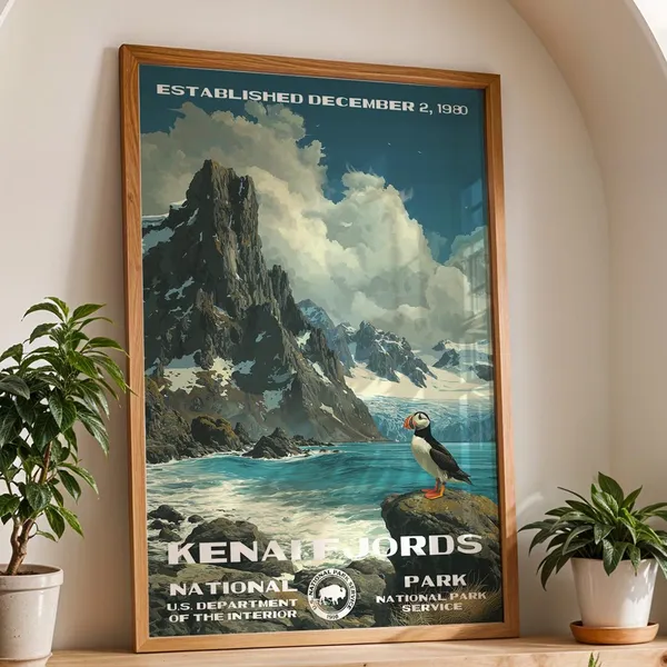 Kenai Fjords National Park Vintage Travel Poster