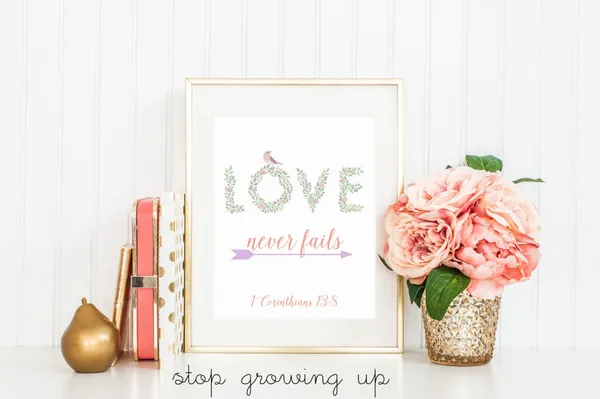Love Never Fails 1 Corinthians 13:8 Art Print