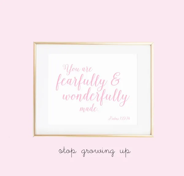 Fearfully Wonderfully Made Psalm 139:14 Nursery Print