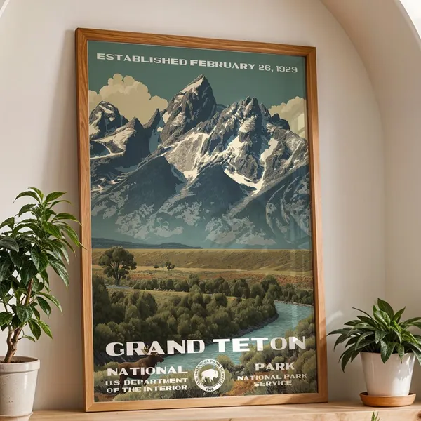 Grand Teton National Park Vintage Travel Poster Print