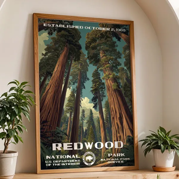 Redwood National Park Vintage Travel Poster