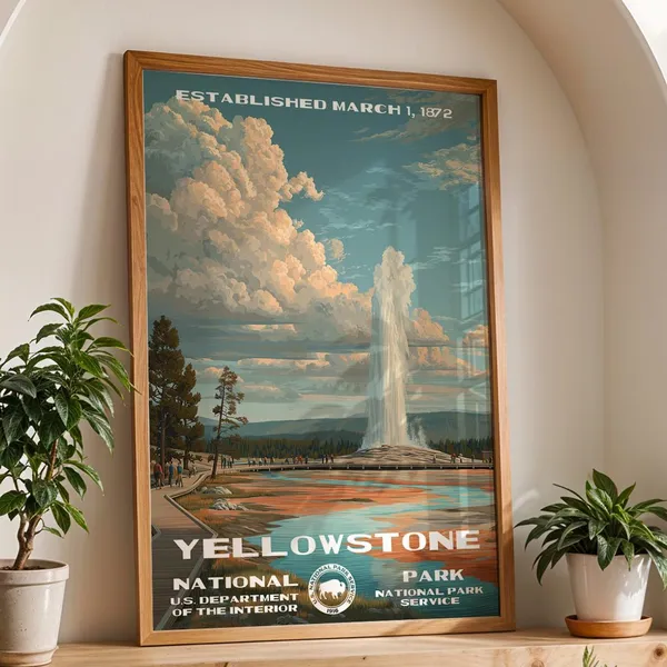 Yellowstone National Park Vintage Landscape Poster