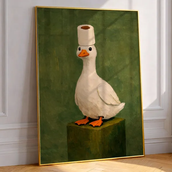 Duck Poster, Vintage Style Humorous Bathroom Art
