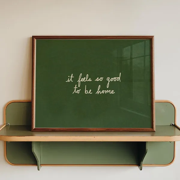 Feels So Good To Be Home Print, Green Living Room Decor