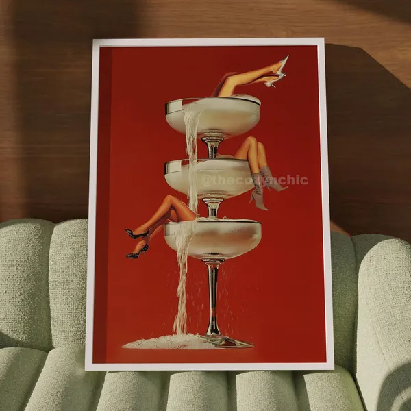 Cocktail Vintage Art Print, Retro Bar Cart Decor